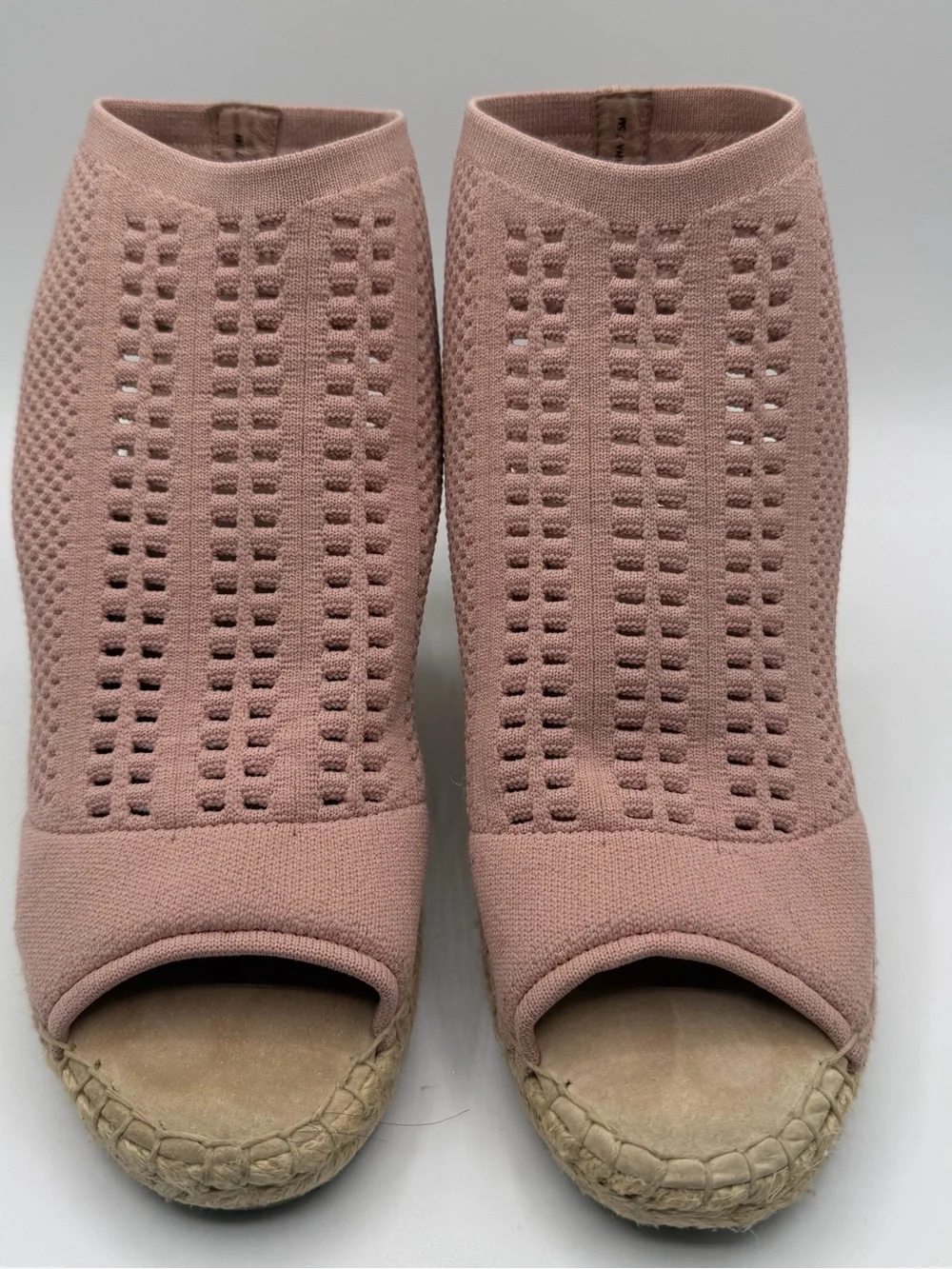 Steven Steve Madden Loca Wedge Booties Womens 7.5 Pink Knit Espadrille